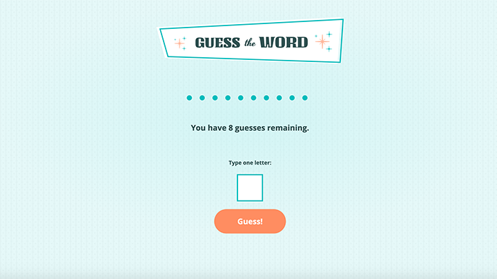 Guess the word app example page